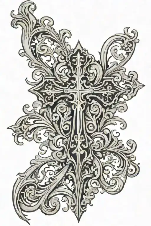 cross with filigree  tattoo design idea