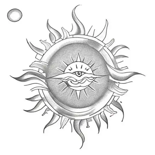 A traditional style tattoo of a sun and a heart intertwined, with your son's name written in a decorative banner below. This tattoo could also include elements of mountains and cacti to represent his favorite things. tattoo design idea