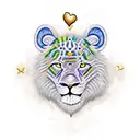 un leon con un corazón, con un sol y el. I'm re de Pedro por debajo tattoo design idea