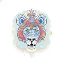 un leon con un corazón, con un sol y el. I'm re de Pedro por debajo tattoo design idea