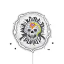 un sol con un corazón con el nombre "Pedro " por dentro tattoo design idea