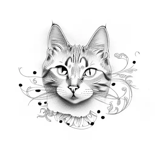 cat with gerberas  tattoo design idea