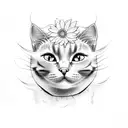 cat with gerberas  tattoo design idea
