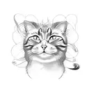cat with gerberas  tattoo design idea