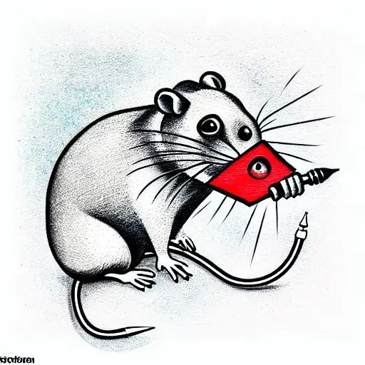 Rat with darts tattoo design idea