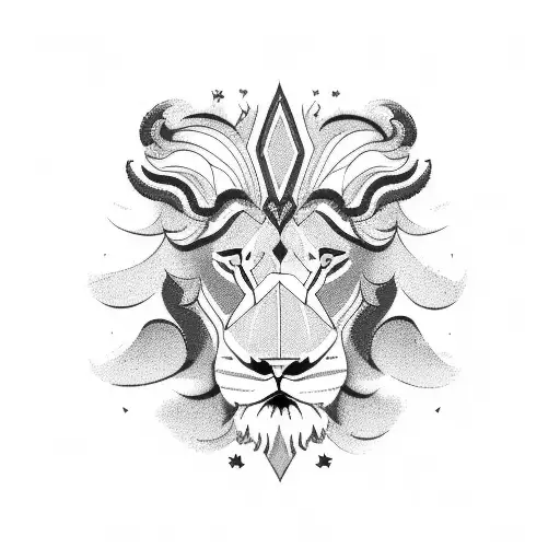 Lion with red, white and blue color, colors look like czech flag tattoo design idea