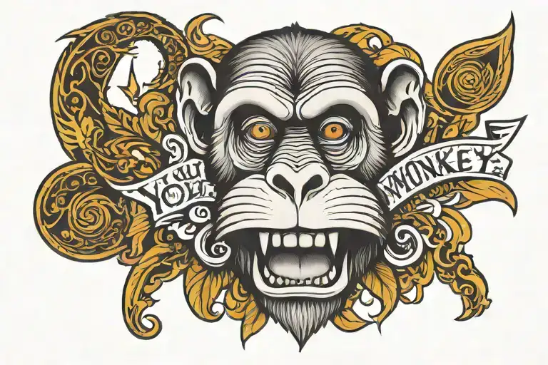 a sign saying "You should have taken a monkey" tattoo design idea