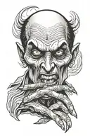 Vampire Face Looking Directly At Viewer With His Outstretched Hand Clawing Downwards Tearing Skin tattoo design idea