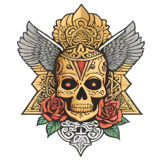 egyptian tatto with mexican and black heritage incoperated with crossses tattoo design idea