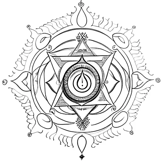 sudarshan chakra with trishul tattoo design idea