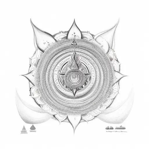 sudarshan chakra with trishul tattoo design idea