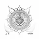 sudarshan chakra with trishul tattoo design idea