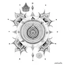 sudarshan chakra with trishul tattoo design idea