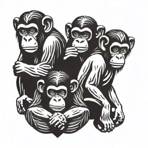 the three wise monkeys tattoo design idea