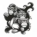 the three wise monkeys symbol in japan  tattoo design idea
