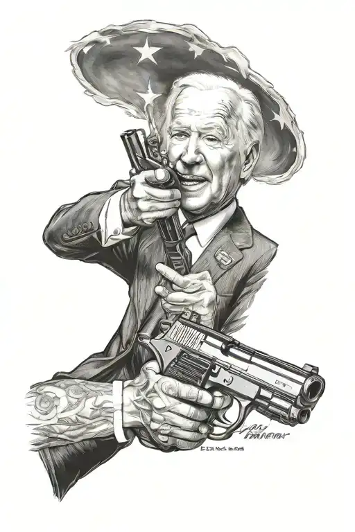 Joe Biden with a gun tattoo design idea