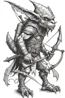 Goblin Ranger with bow and arrow and sword tattoo design idea