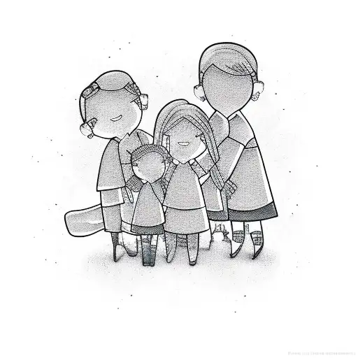 mom of two girls two boys  tattoo design idea