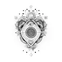 símbolo de infinito con un corazón en el medio, y dentro del símbolo diga DJ Gitana  tattoo design idea