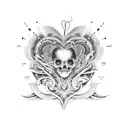 símbolo de infinito con un corazón en el medio, y dentro del símbolo diga DJ Gitana  tattoo design idea