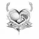 símbolo de infinito con un corazón en el medio, y dentro del símbolo diga DJ Gitana  tattoo design idea
