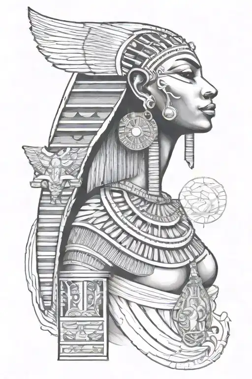 Combine elements of ancient Egyptian and African lore to create a unique tattoo design inspired by the rich history of both cultures tattoo design idea