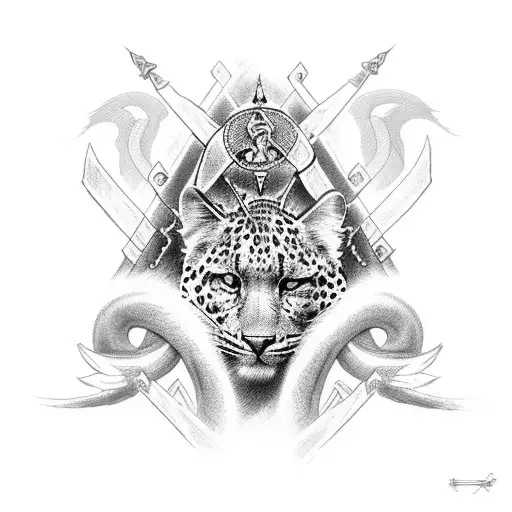 back tattoo for women, incorporating cross, sword, fallen angels, snakes. and leopards, the whole tattoo shall represent tattoo design idea