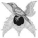 bird skeleton with arrow through ribcage tattoo design idea