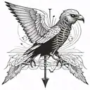 bird skeleton with arrow through ribcage tattoo design idea