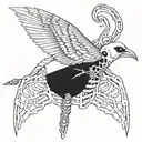 bird skeleton with arrow through ribcage tattoo design idea