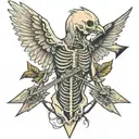 bird skeleton with arrow through ribcage tattoo design idea