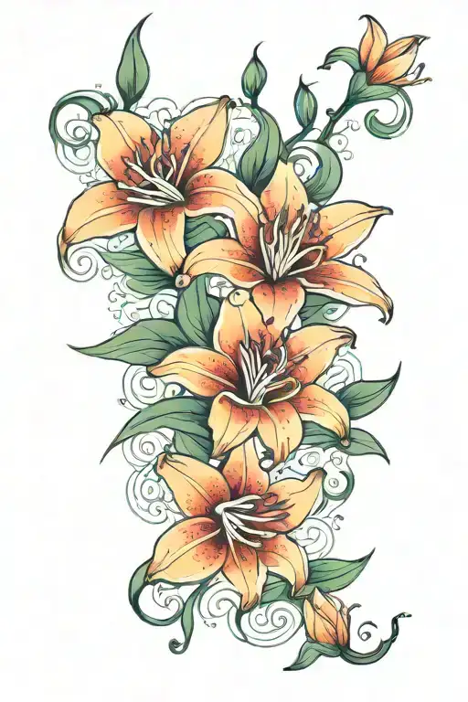 Lily flowers jade flowers tattoo design idea