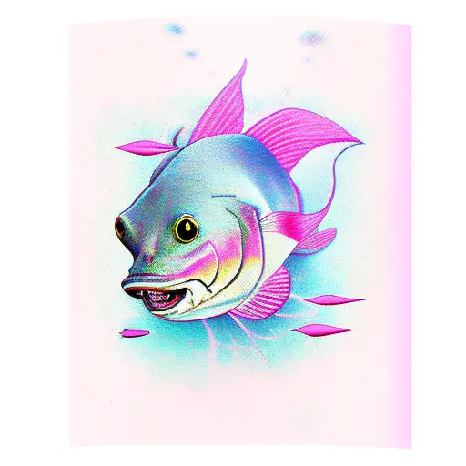 catfish with the color pink tattoo design idea