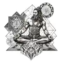 Shiv meditating in Kailash, Metatron cube, geometric pattern  tattoo design idea