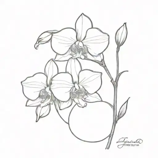 Silhouet off a cat houlding a orchid flowers tattoo design idea