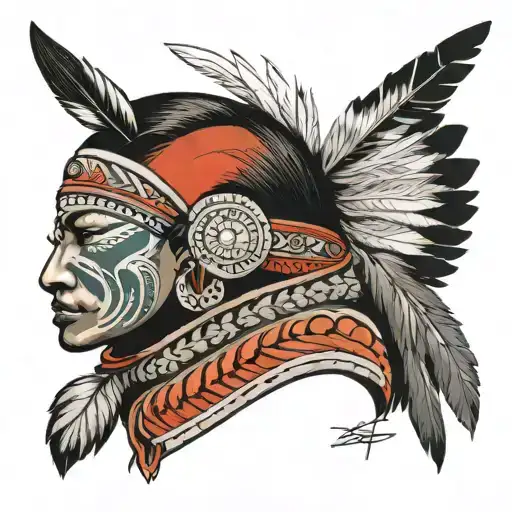 NAVAJO CIRL WITH HEAD REST. FEATHERS EXTENDING UP THE NECK DO IT HEAD ON, NOT SIDE  tattoo design idea