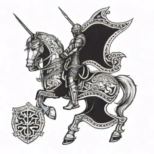 medieval knight kneelig tattoo design idea