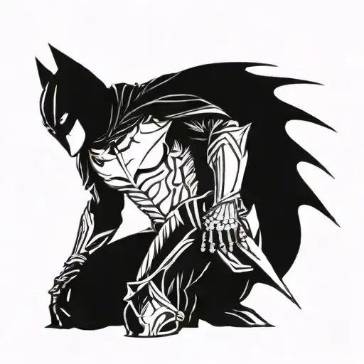dark knight kneeling tattoo design idea