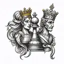 king and queen chess piece tattoo design idea