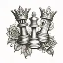 king and queen chess piece tattoo design idea