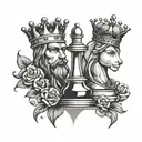 king and queen chess piece tattoo design idea