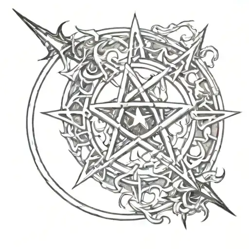 Moon Pentagram Evil tattoo design idea