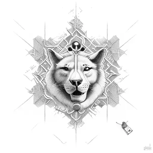 Continuação de braço que tem jesus cristo e 3 cruzes com um leão abaixo tattoo design idea