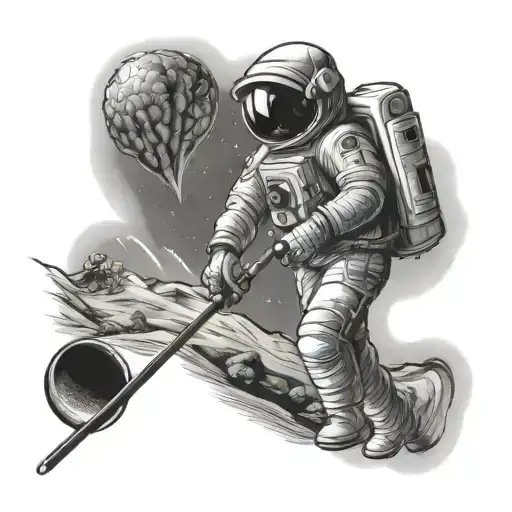 Astronaut golfing  tattoo design idea