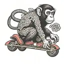 monkey with a roller skate  tattoo design idea