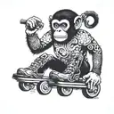 monkey with a roller skate  tattoo design idea
