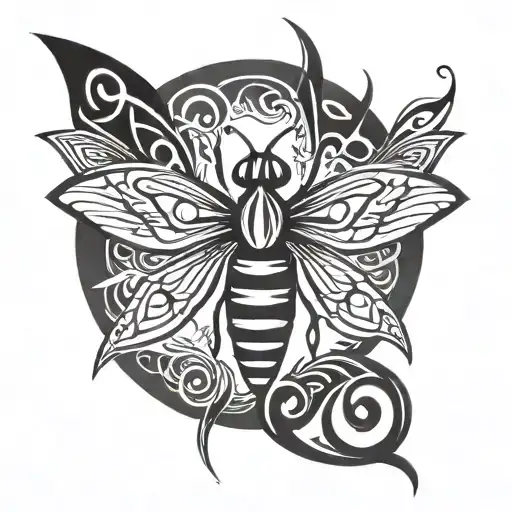 simplifed tribal masculine firefly  tattoo design idea