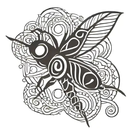 simplifed thick line classic tribal masculine firefly  tattoo design idea