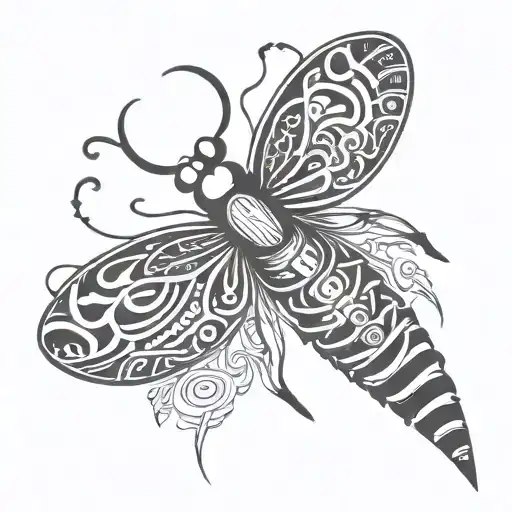 simplifed thick line classic tribal masculine firefly  tattoo design idea