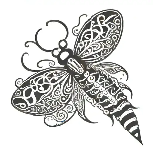 classic tribal firefly manly  tattoo design idea